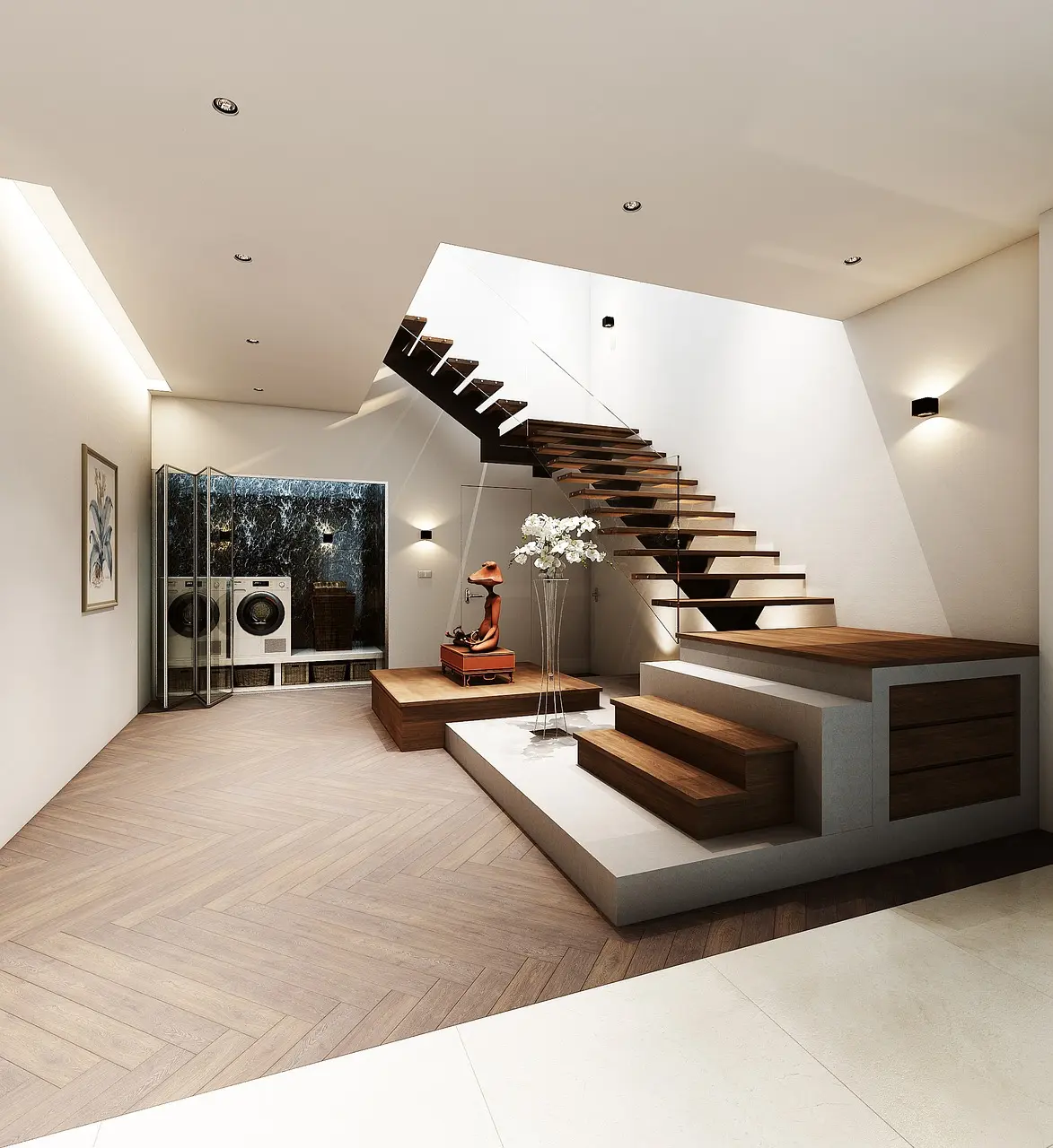 Modular wooden stairway for home